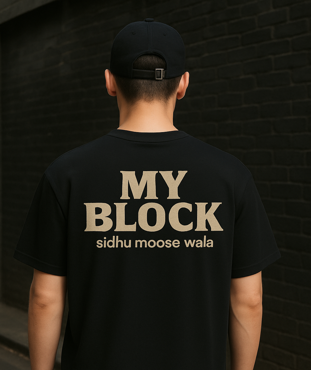 MY BLOCK Design On Backside Oversized Graphic T-Shirt (Sidhu Moose Wala Edition)